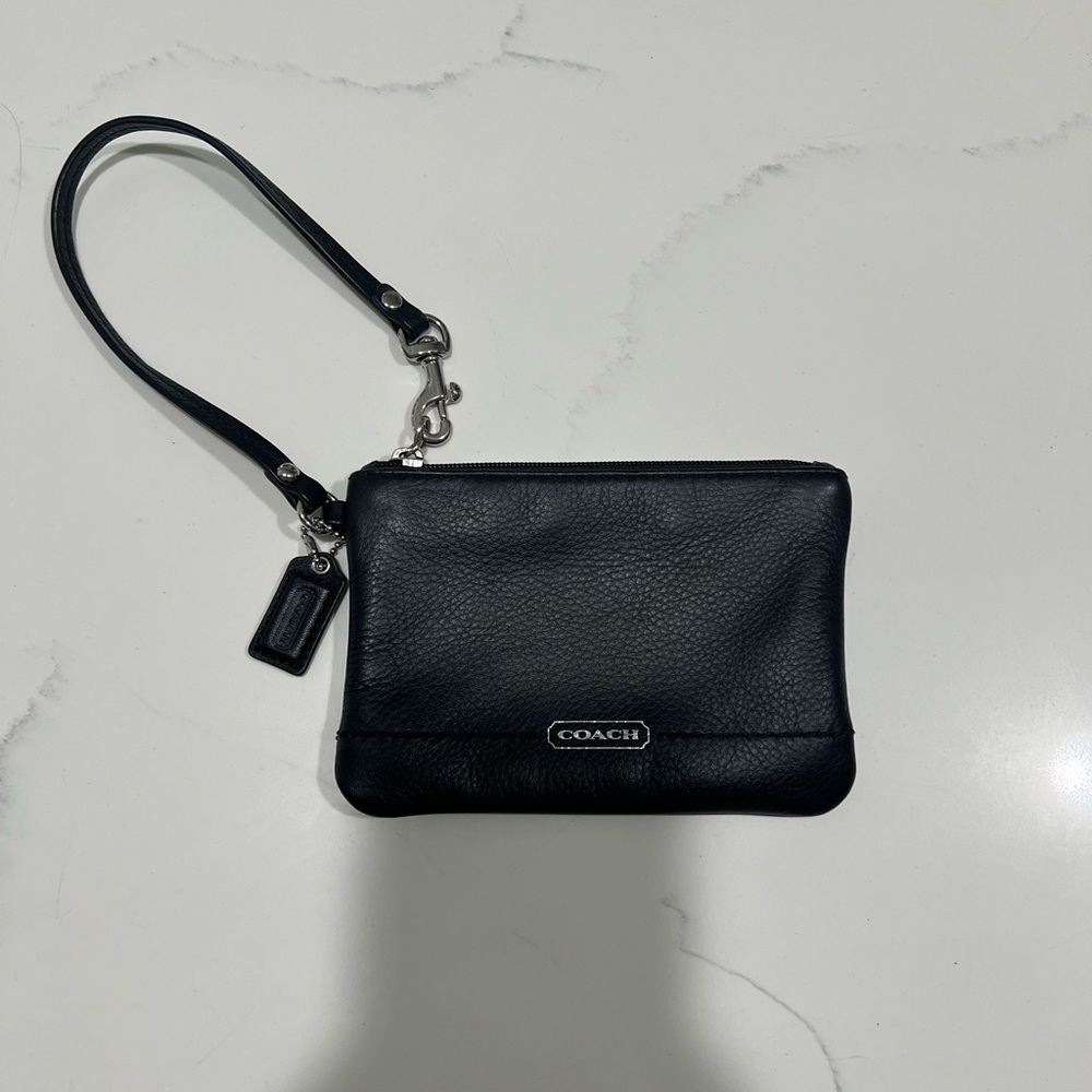 Coach Midnight Black Leather Wristlet